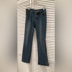 Bisou Bisou flare w slit detailing Leg Blue Jeans 4 Vintage